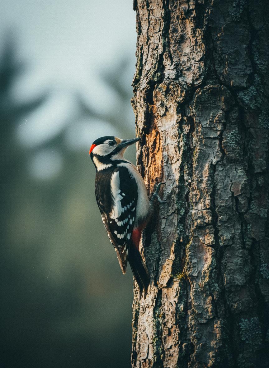 Woodpecker on tree